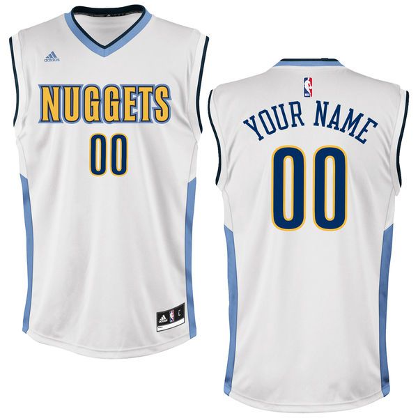Men Denver Nuggets Adidas White Custom Home NBA Jersey